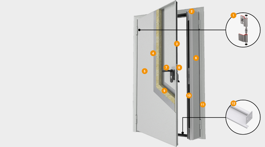 Конструкция полуторной противопожарной двери